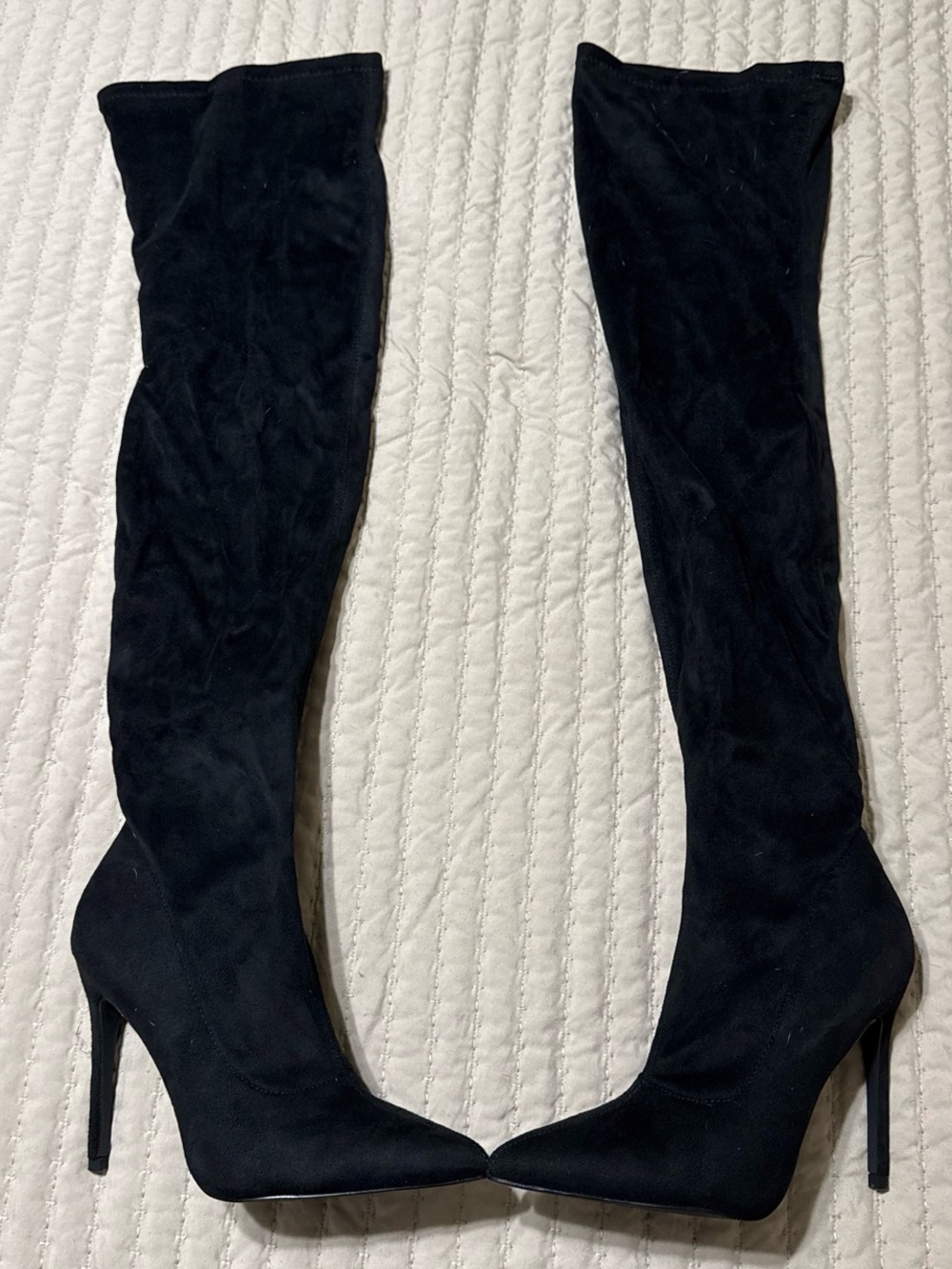 Women's Black Over-the-Knee Pointed Toe Stiletto Boots